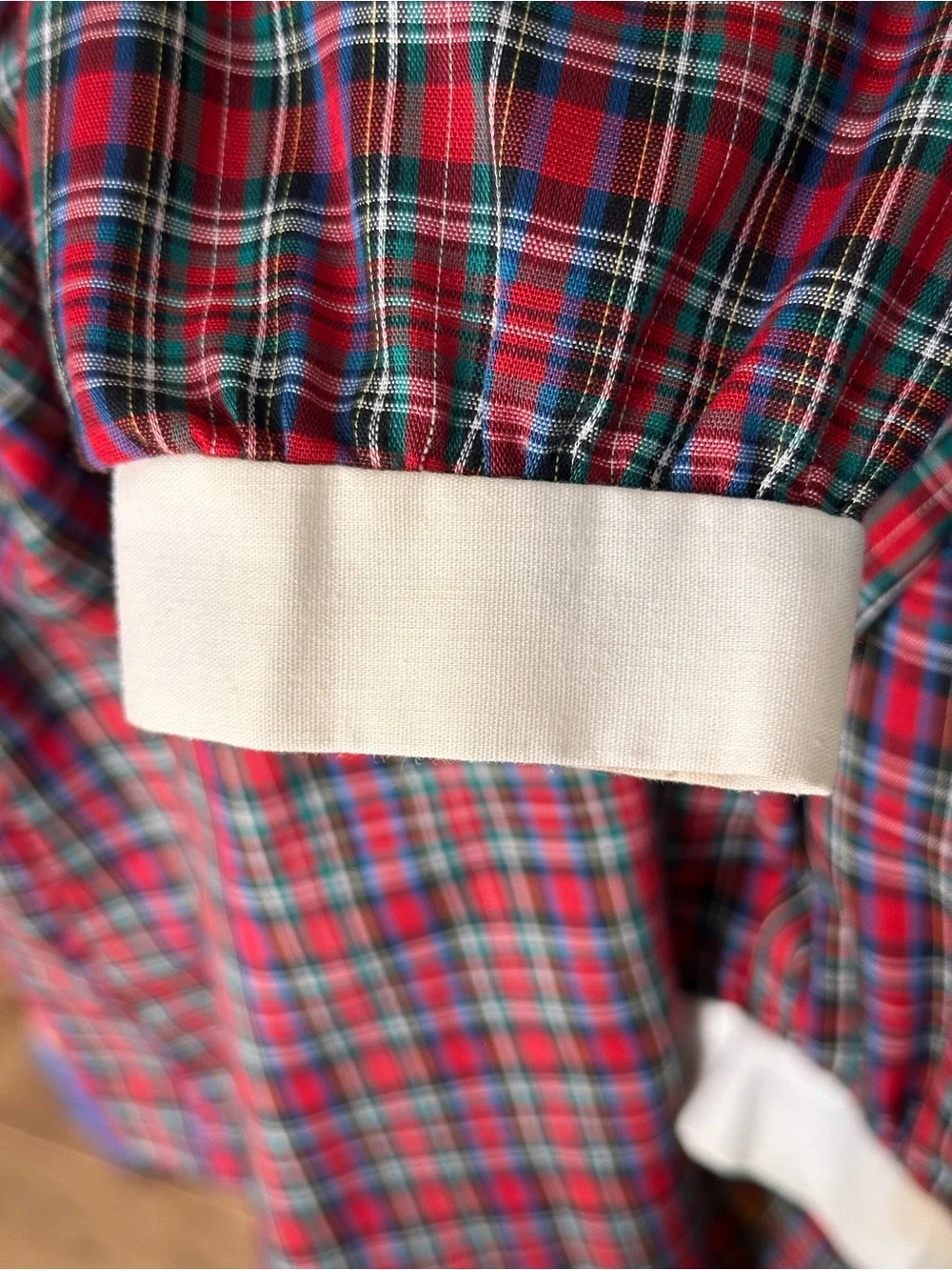 Sears Vintage Holiday Plaid Eyelet Peter Pan Collar Dress size 5